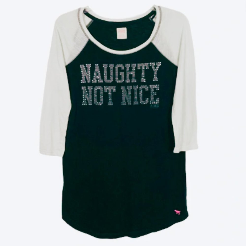 PINK Victoria's Secret Tee Black/White SZ SMALL